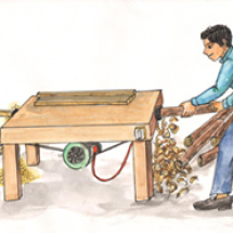 Combined wood cutting and finishing system