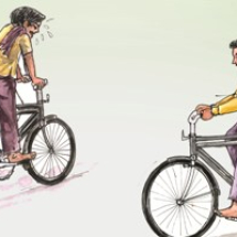 Modified Cycle Rickshaw Passengers Help Pull their Own Weight